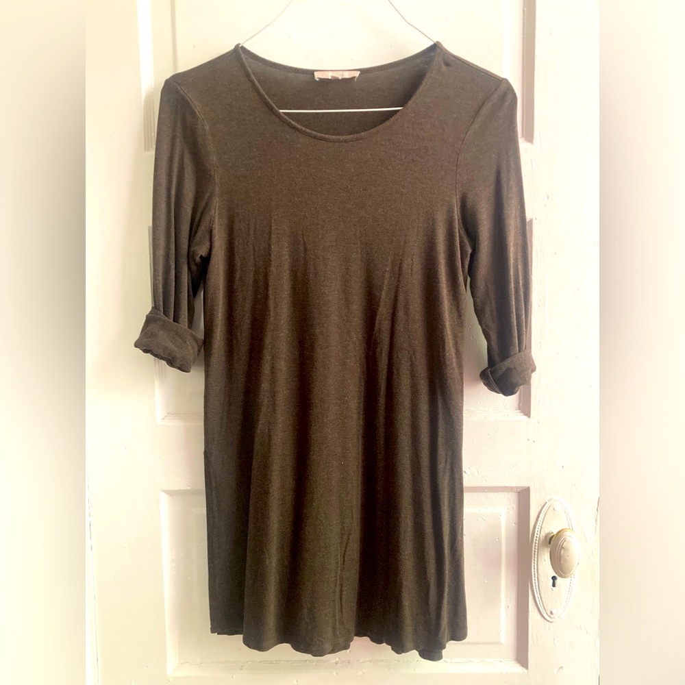 Joan Vass Chocolate Brown Long Sleeve Tunic Dress